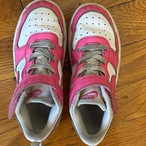 Nike Kids Pink and White High-Top Sneakers with Velcro